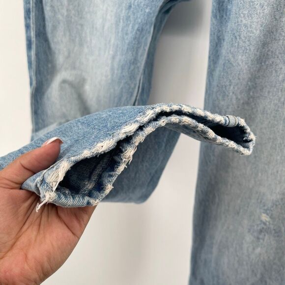 ZARA Women’s High Rise Button Fly Distressed Straight Leg Jeans Size 34 - Picture 8 of 13